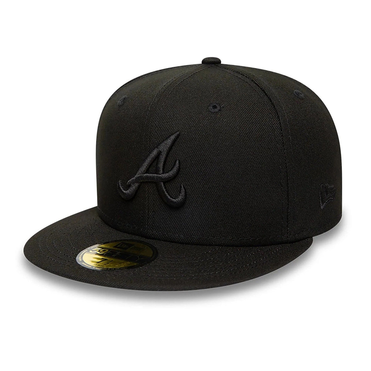 Atlanta Braves MLB League Essential 59FIFTY Fitted New Era Black Black Official Team Hat Sports Fan Cap Official MLB Team Hat Baseball Fan Cap
