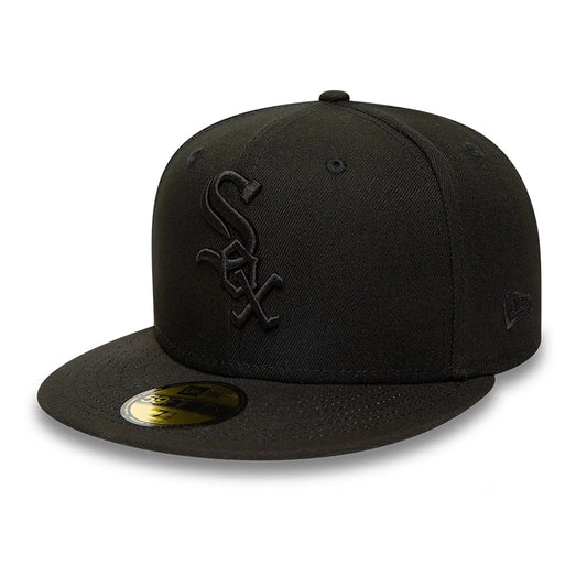Chicago White Sox MLB League Essential 59FIFTY Fitted New Era Black Black Official Team Hat Sports Fan Cap Official MLB Team Hat Baseball Fan Cap