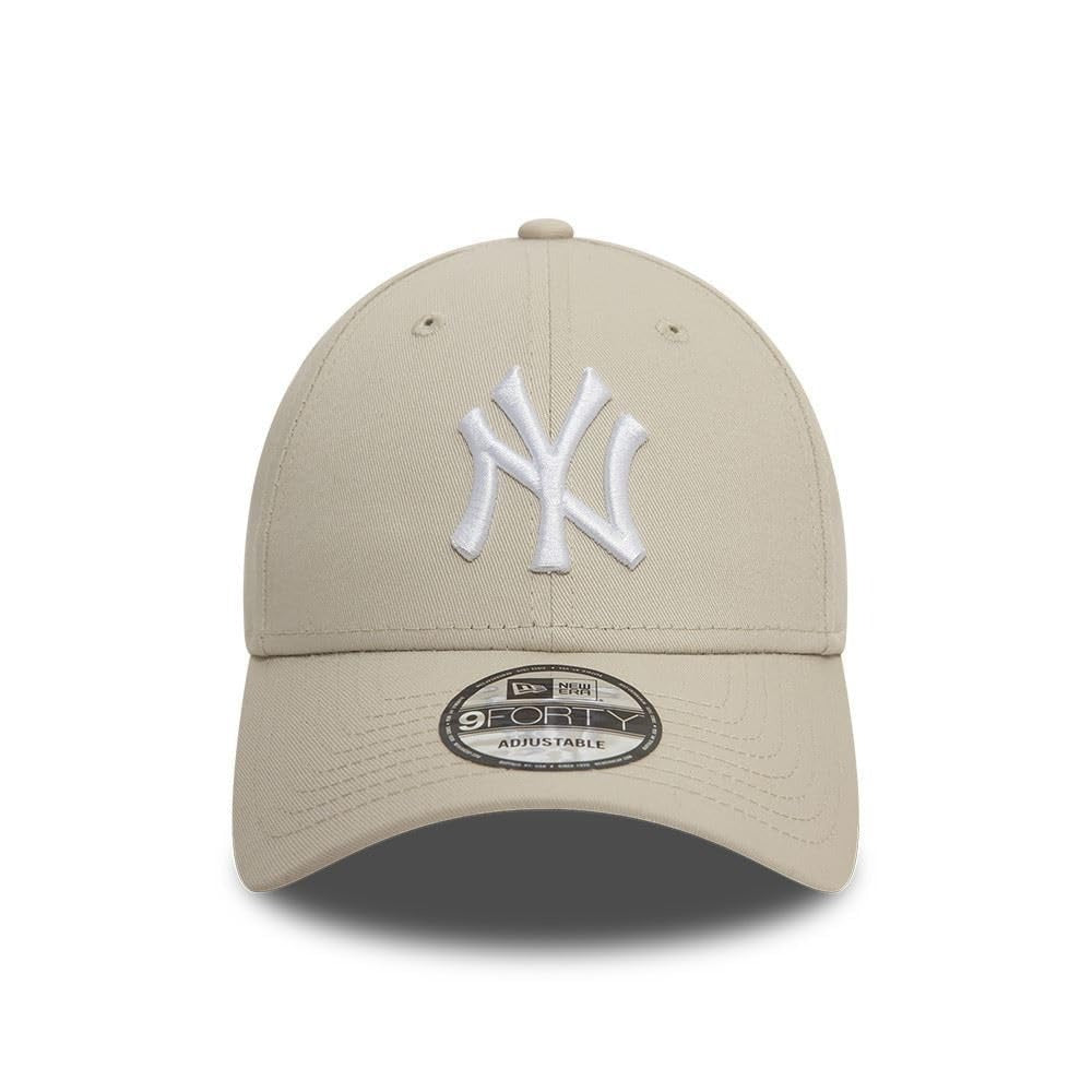 New York Yankees MLB League Essential 9FORTY Strapback New Era Stone White Official Team Hat Sports Fan Cap Official MLB Team Hat Baseball Fan Cap