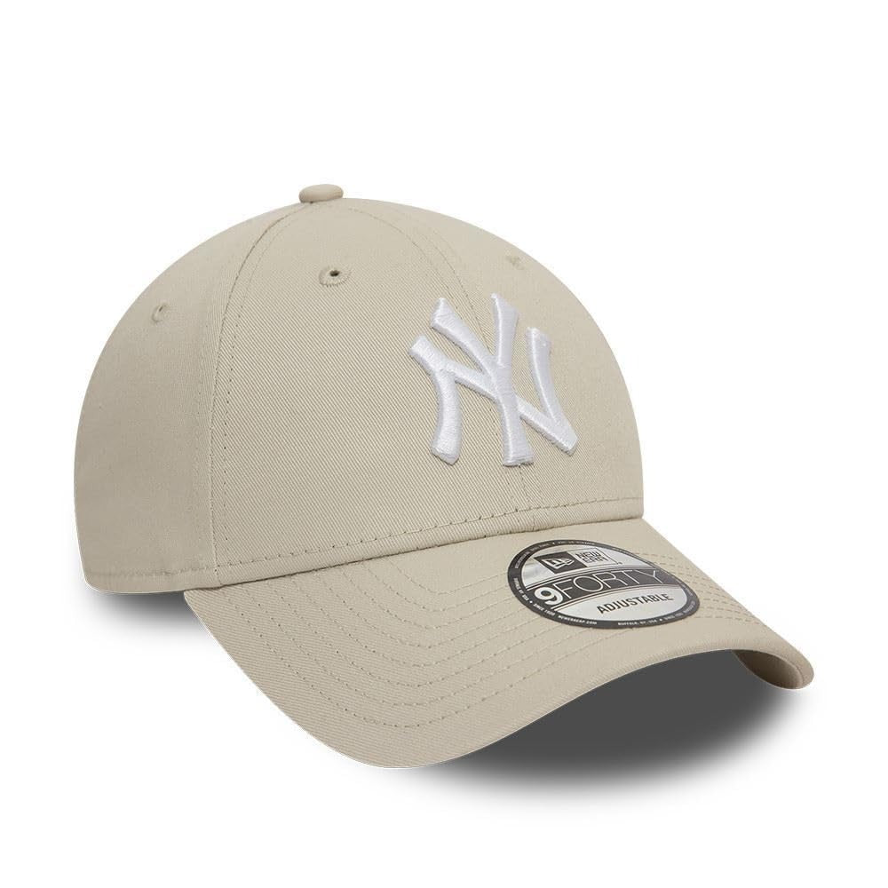 New York Yankees MLB League Essential 9FORTY Strapback New Era Stone White Official Team Hat Sports Fan Cap Official MLB Team Hat Baseball Fan Cap