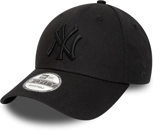 New York Yankees MLB League Essential 9FORTY Strapback New Era Black Black Official Team Hat Sports Fan Cap Official MLB Team Hat Baseball Fan Cap
