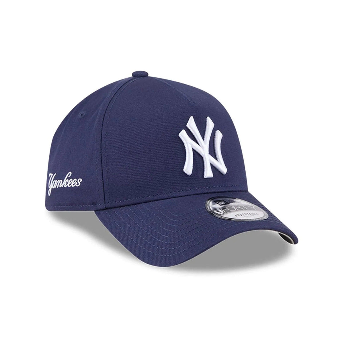 New York Yankees MLB Script A-Frame Snapback New Era Navy Official Sports Fan Gear Popular MLB Style Fan Collection