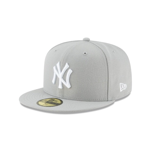 New York Yankees MLB Basic 59Fifty Fitted New Era Grey White Official Team Hat Sports Fan Cap Official MLB Team Hat Baseball Fan Cap