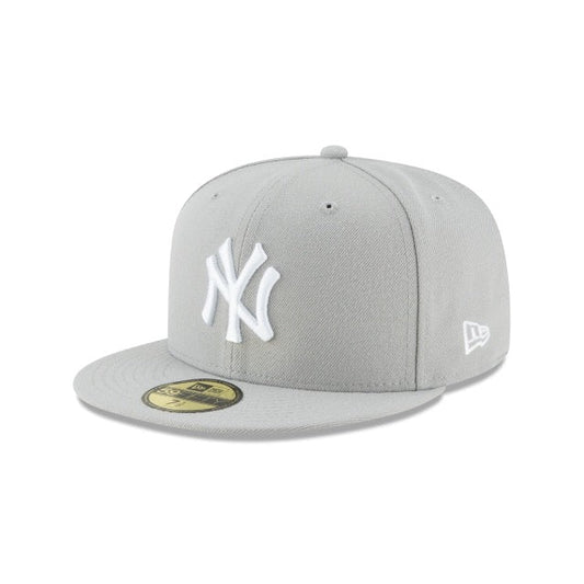 New York Yankees MLB Basic 59Fifty Fitted New Era Grey White Official Team Hat Sports Fan Cap Official MLB Team Hat Baseball Fan Cap