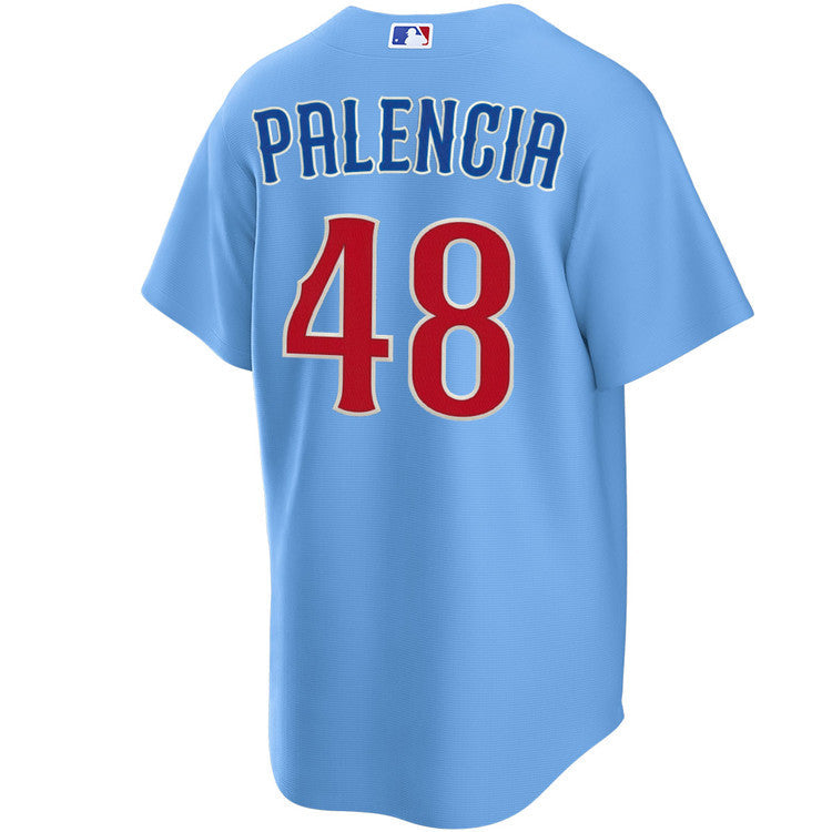 NIKE Men s Chicago Cubs Daniel Palencia 48 Light Blue 2nd Alternate Replica Jersey Official Team Jersey Sports Fan Apparel Official MLB Team Apparel B