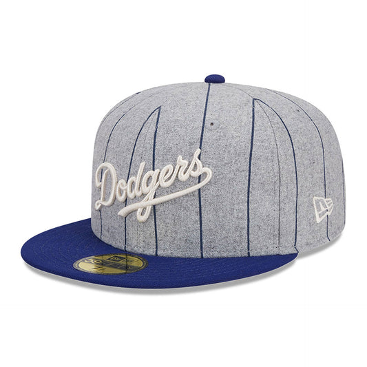 Los Angeles Dodgers Heather Pinstripe MLB 59FIFTY Fitted New Era Official Team Hat Sports Fan Cap Official MLB Team Hat Baseball Fan Cap