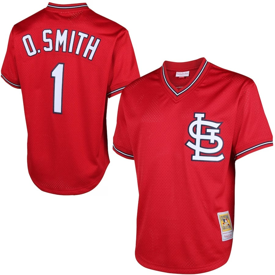 Men s Mitchell And Ness Ozzie Smith 1996 St Louis Cardinals Batting Practice Cooperstown Jersey Official Team Jersey Sports Fan Apparel Official MLB T