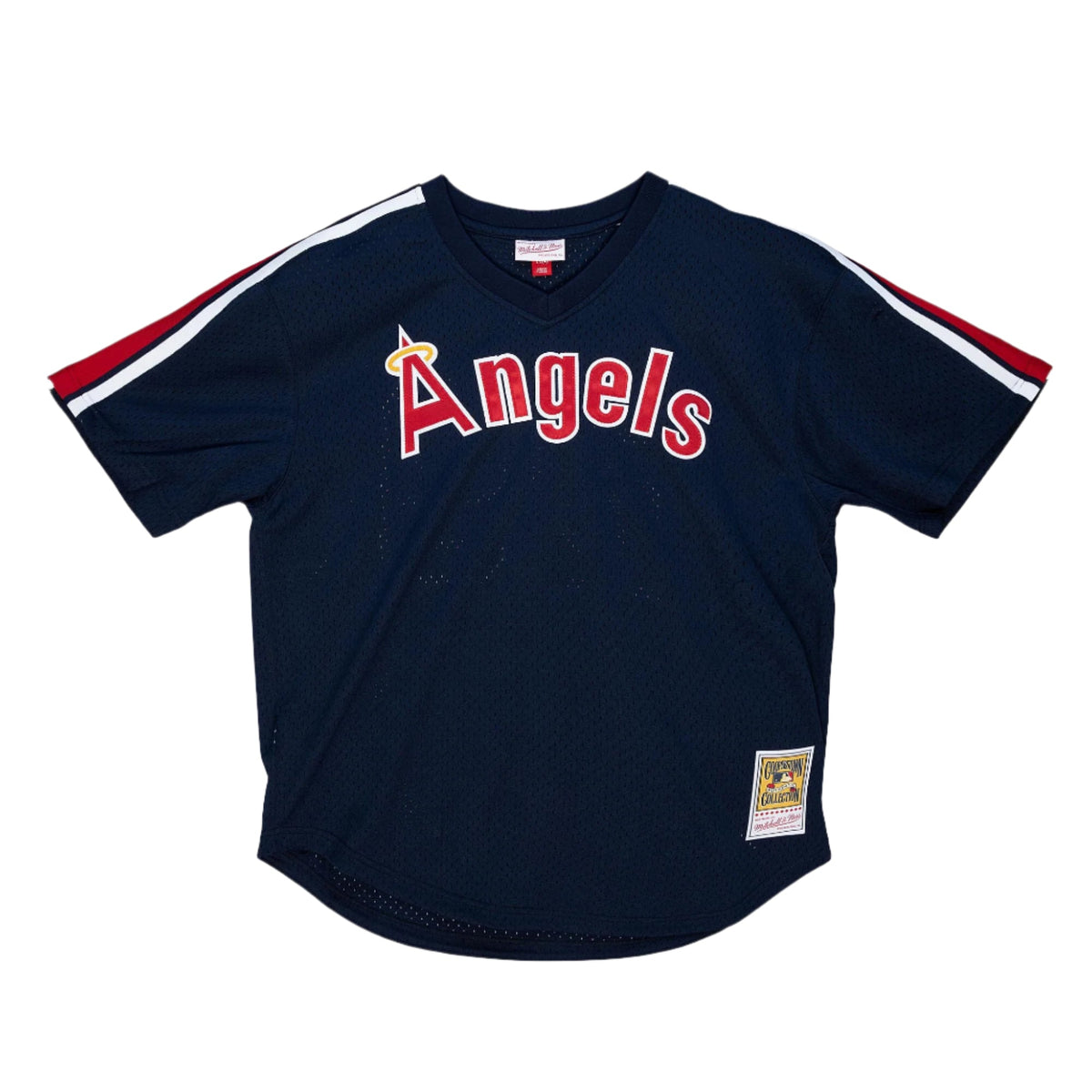 Men s Rod Carew California Angels Mitchell And Ness Cooperstown Collection Mesh Batting Practice Button-Up Jersey - Navy Official Team Jersey Sports F