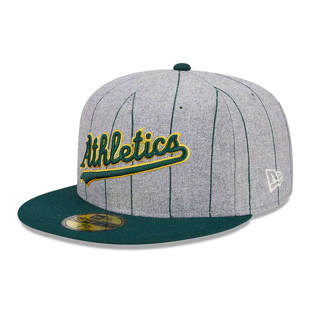 Oakland Athletics Heather Pinstripe MLB 59FIFTY Fitted New Era Official Team Hat Sports Fan Cap Official MLB Team Hat Baseball Fan Cap