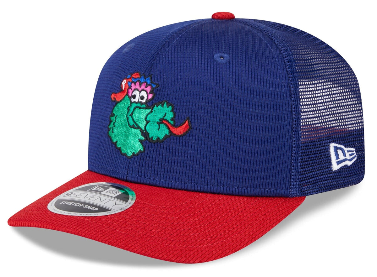 Philadelphia Phillies New Era Deep Blue Red Batting Practice 9SEVENTY Trucker Hat Official Team Hat Sports Fan Cap Official MLB Team Hat Baseball Fan