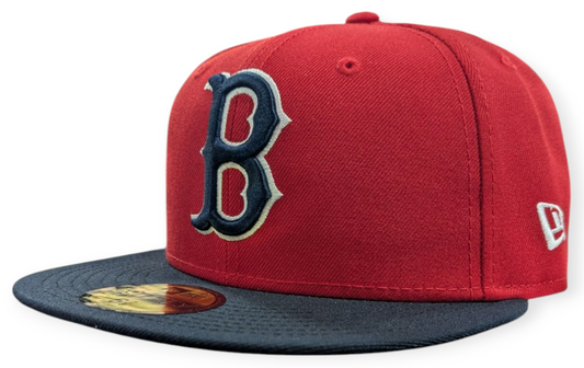 Boston Red Sox Cooperstown Collection 1975 New Era Classics 2 Tone Scarlet Red 59FIFTY Fitted Hat Official Team Hat Sports Fan Cap Official MLB Team H