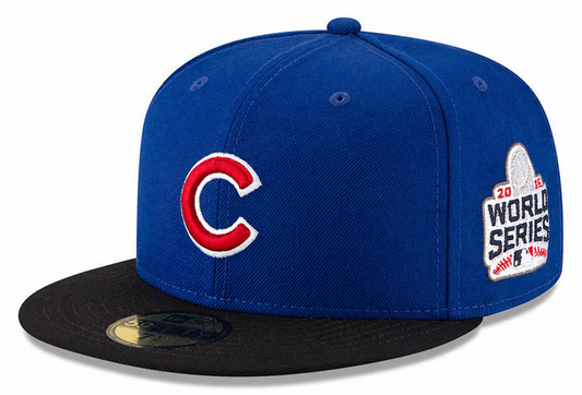 Chicago Cubs New Era 2016 World Series Wool 2 Tone Royal Black 59FIFTY Fitted Hat Official Team Hat Sports Fan Cap Official MLB Team Hat Baseball Fan