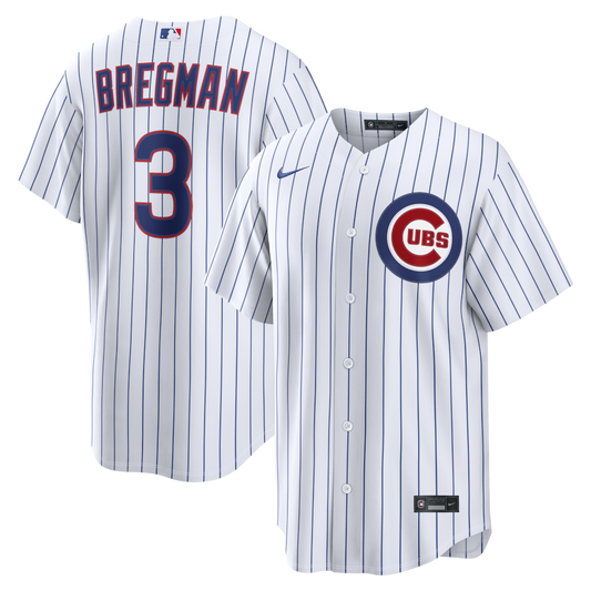 Mens Chicago Cubs Alex Bregman White Home Premium Twill Replica Jersey Official Team Jersey Sports Fan Apparel Official MLB Team Apparel Baseball Fan