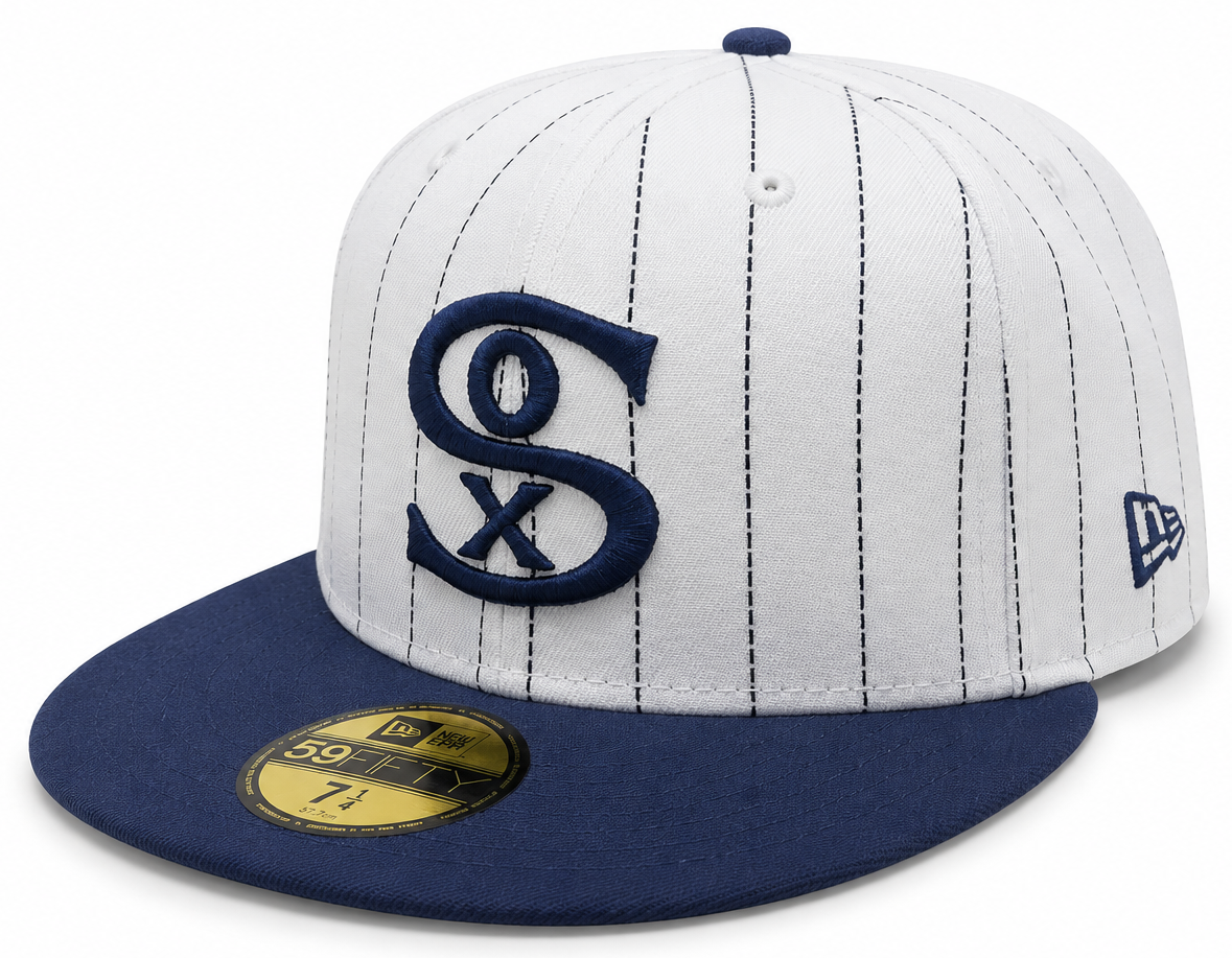 Chicago White Sox 1917 New Era Cooperstown Classics White Navy 59FIFTY Fitted Hat Official Team Hat Sports Fan Cap Official MLB Team Hat Baseball Fan