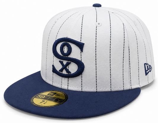 Chicago White Sox 1917 New Era Cooperstown Classics White Navy 59FIFTY Fitted Hat Official Team Hat Sports Fan Cap Official MLB Team Hat Baseball Fan