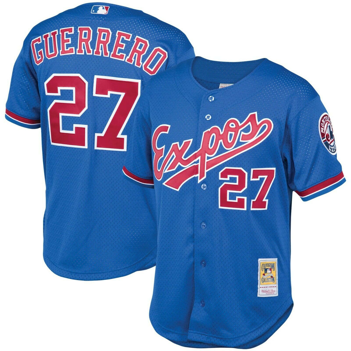 Men s Montreal Expos Vladimir Guerrero Mitchell And Ness Royal 2002 Authentic Cooperstown Collection Mesh Batting Practice Jersey Official Team Jersey