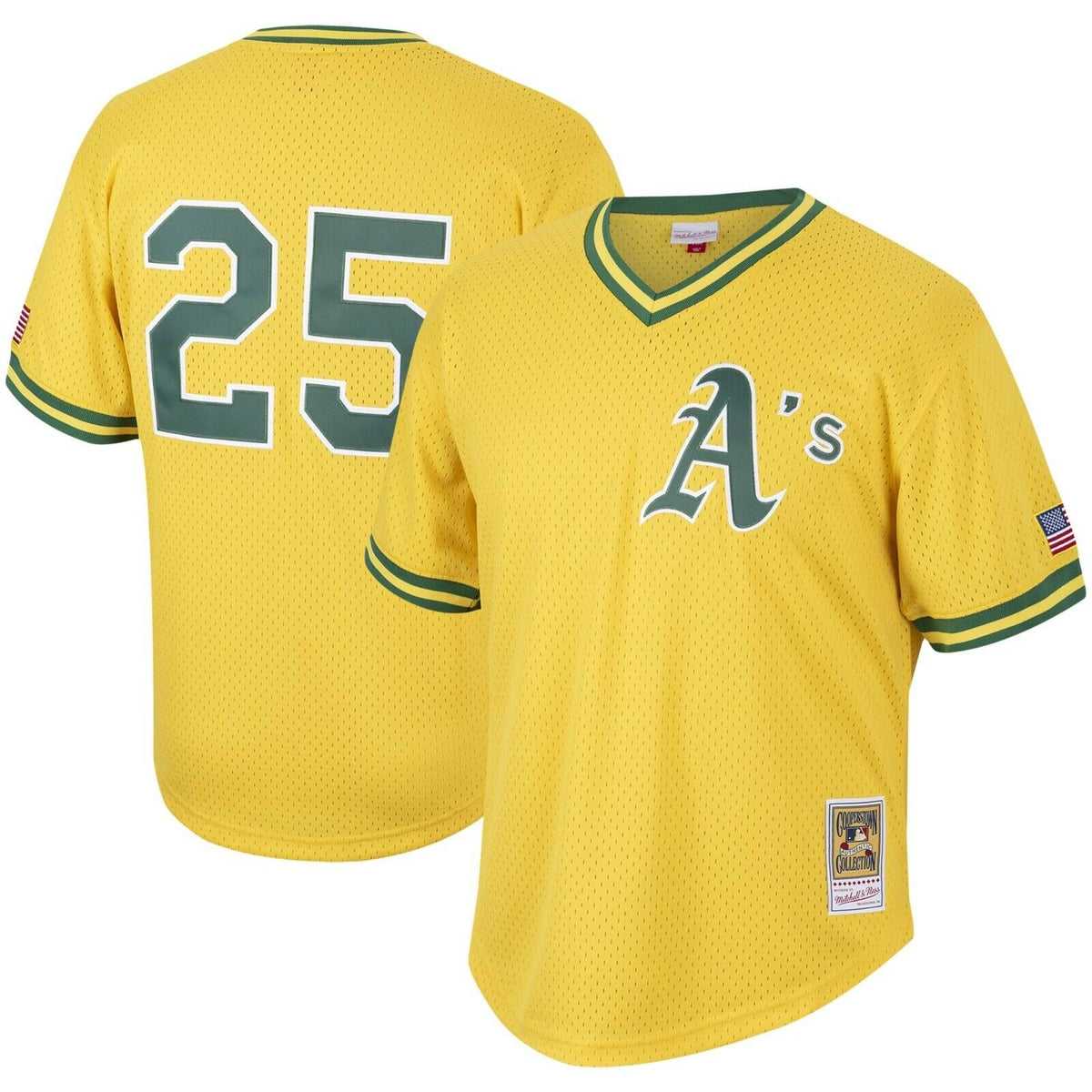 Mitchell And Ness Oakland Athletics Mark McGwire 1990 Cooperstown Collection Authentic Practice Jersey - Yellow Official Team Jersey Sports Fan Appare