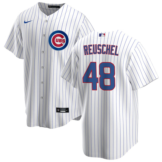 NIKE Men s Rick Reushel Chicago Cubs White Home Premium Stitch Replica Jersey Official Team Jersey Sports Fan Apparel Official MLB Team Apparel Baseba