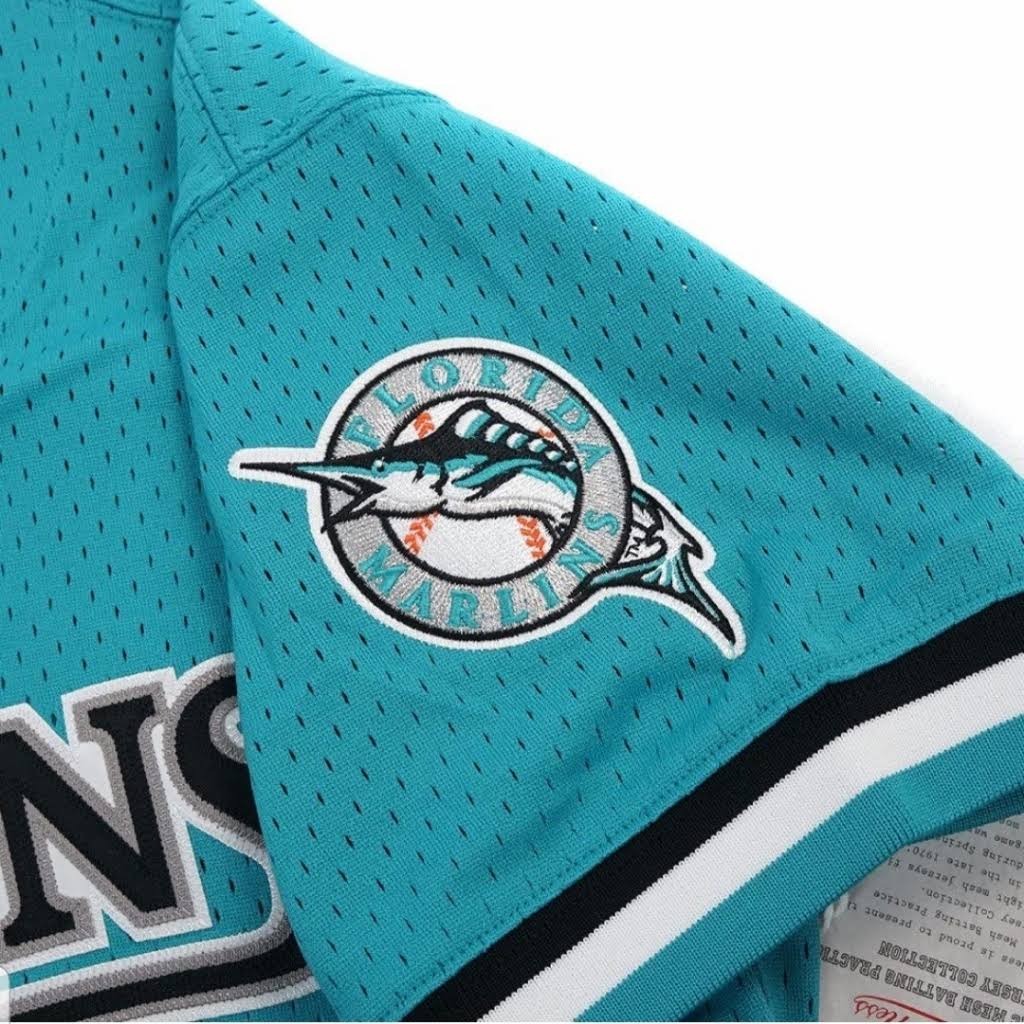 Men s Florida Marlins Andre Dawson 1995 Mitchell And Ness Teal Fashion Cooperstown Collection Mesh Batting Practice Jersey Official Team Jersey Sports