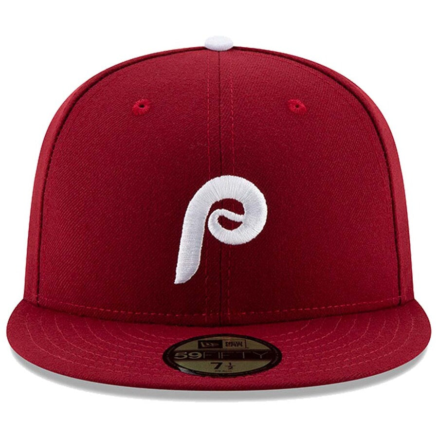 Men s Philadelphia Phillies New Era Maroon Alternate 2 Authentic Collection On-Field 59FIFTY Fitted Hat Official Team Hat Sports Fan Cap Official MLB