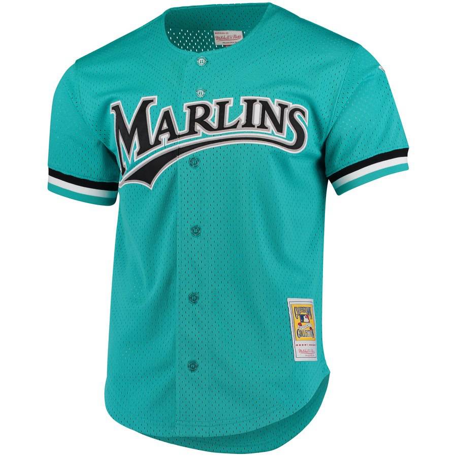 Men s Florida Marlins Andre Dawson 1995 Mitchell And Ness Teal Fashion Cooperstown Collection Mesh Batting Practice Jersey Official Team Jersey Sports