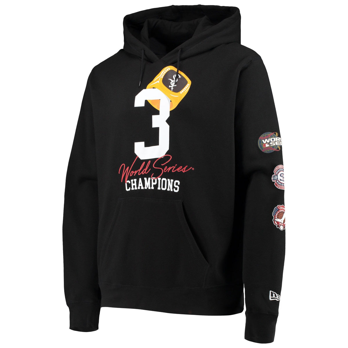 Mens Chicago White Sox New Era Black Count The Rings Pullover Hoodie Official MLB Team Apparel Baseball Fan Gear