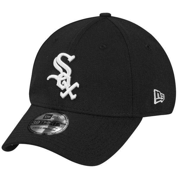 Men s Chicago White Sox New Era Black MLB Team Classic 39THIRTY Flex Hat Official Team Hat Sports Fan Cap Official MLB Team Hat Baseball Fan Cap