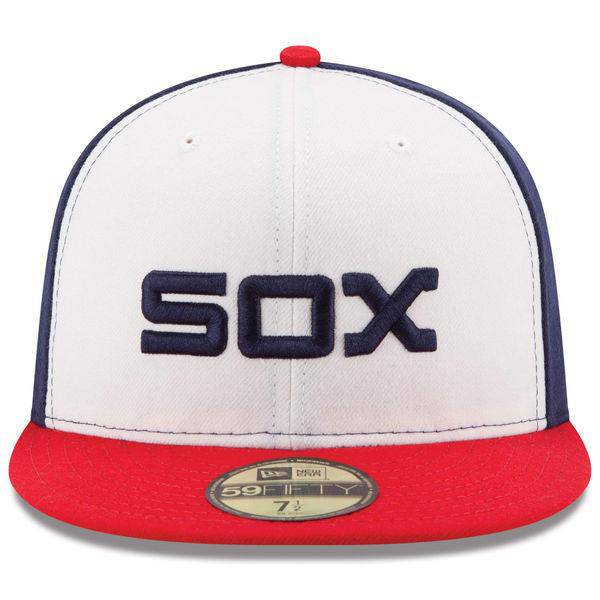 Men s Chicago White Sox New Era White Red Authentic Collection On-Field Sunday Alternate 59FIFTY Fitted Hat Official Team Hat Sports Fan Cap Official