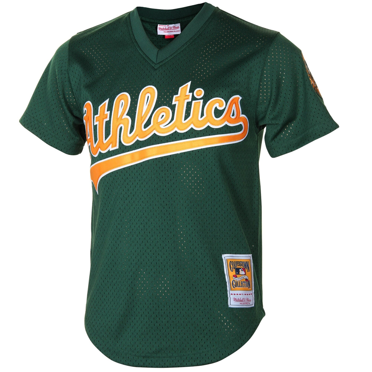 Men s Oakland Athletics Rickey Henderson 1998 Mitchell And Ness Green Cooperstown 1987 Mesh Batting Practice Jersey Official Team Jersey Sports Fan Ap