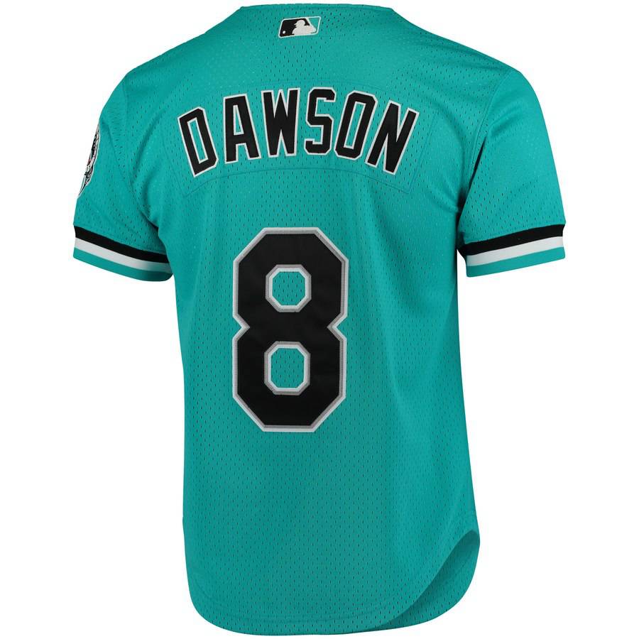 Men s Florida Marlins Andre Dawson 1995 Mitchell And Ness Teal Fashion Cooperstown Collection Mesh Batting Practice Jersey Official Team Jersey Sports