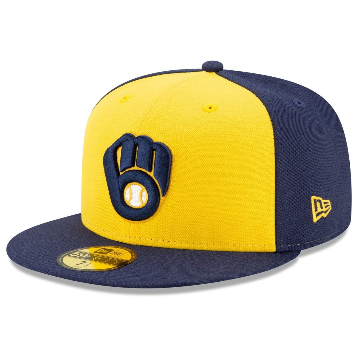 Men s Milwaukee Brewers New Era Navy Yellow Alternate Authentic Collection On-Field 59FIFTY Fitted Hat Official Team Hat Sports Fan Cap Official MLB T