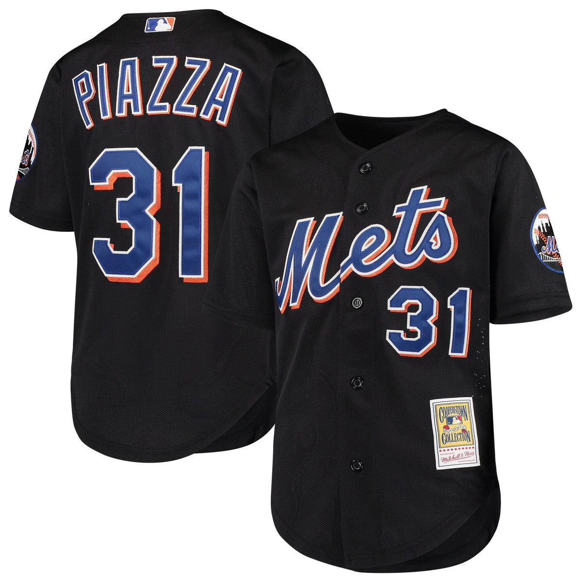 Youth New York Mets Mike Piazza Mitchell And Ness Black Cooperstown Collection Batting Practice Jersey Official Team Jersey Sports Fan Apparel Officia