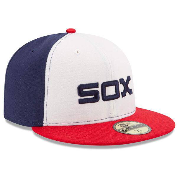 Men s Chicago White Sox New Era White Red Authentic Collection On-Field Sunday Alternate 59FIFTY Fitted Hat Official Team Hat Sports Fan Cap Official