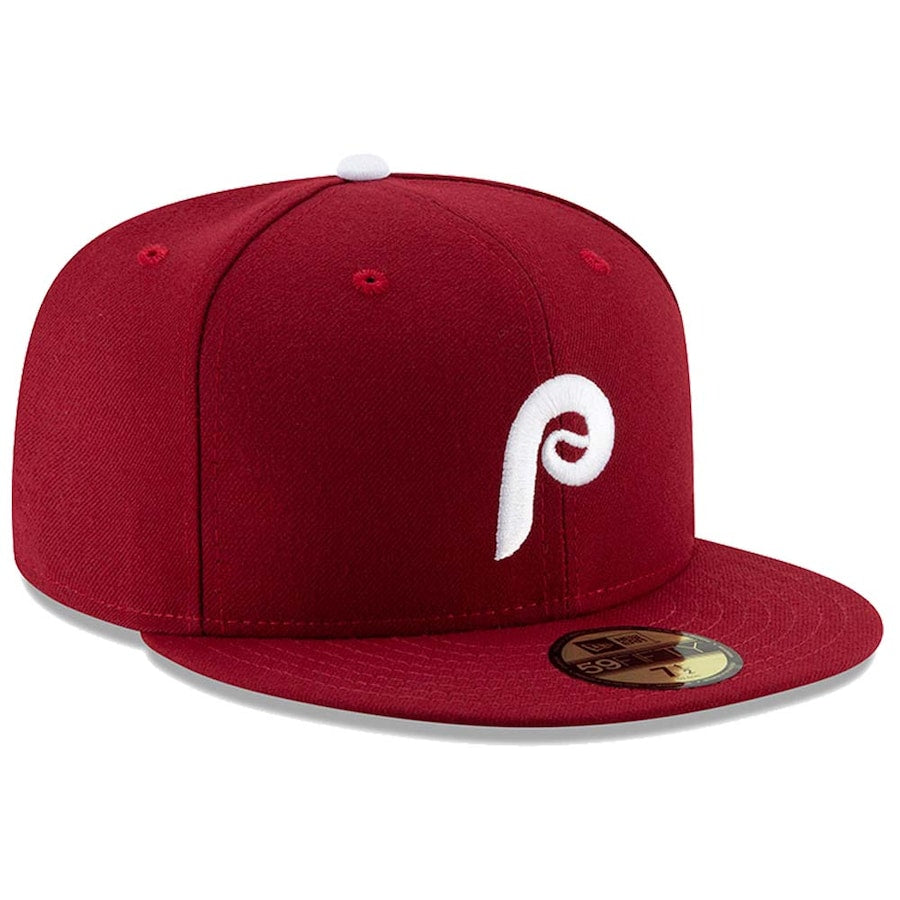 Men s Philadelphia Phillies New Era Maroon Alternate 2 Authentic Collection On-Field 59FIFTY Fitted Hat Official Team Hat Sports Fan Cap Official MLB