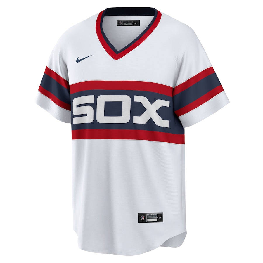 NIKE Men s Ozzie Guillen Chicago White Sox 1983 Home White Premium Lettering Replica Jersey Official Team Jersey Sports Fan Apparel Official MLB Team