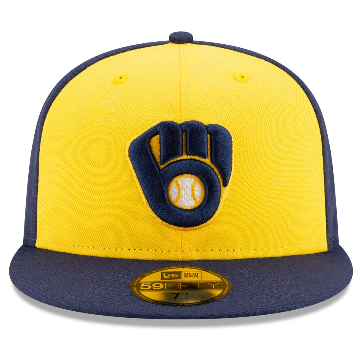 Men s Milwaukee Brewers New Era Navy Yellow Alternate Authentic Collection On-Field 59FIFTY Fitted Hat Official Team Hat Sports Fan Cap Official MLB T