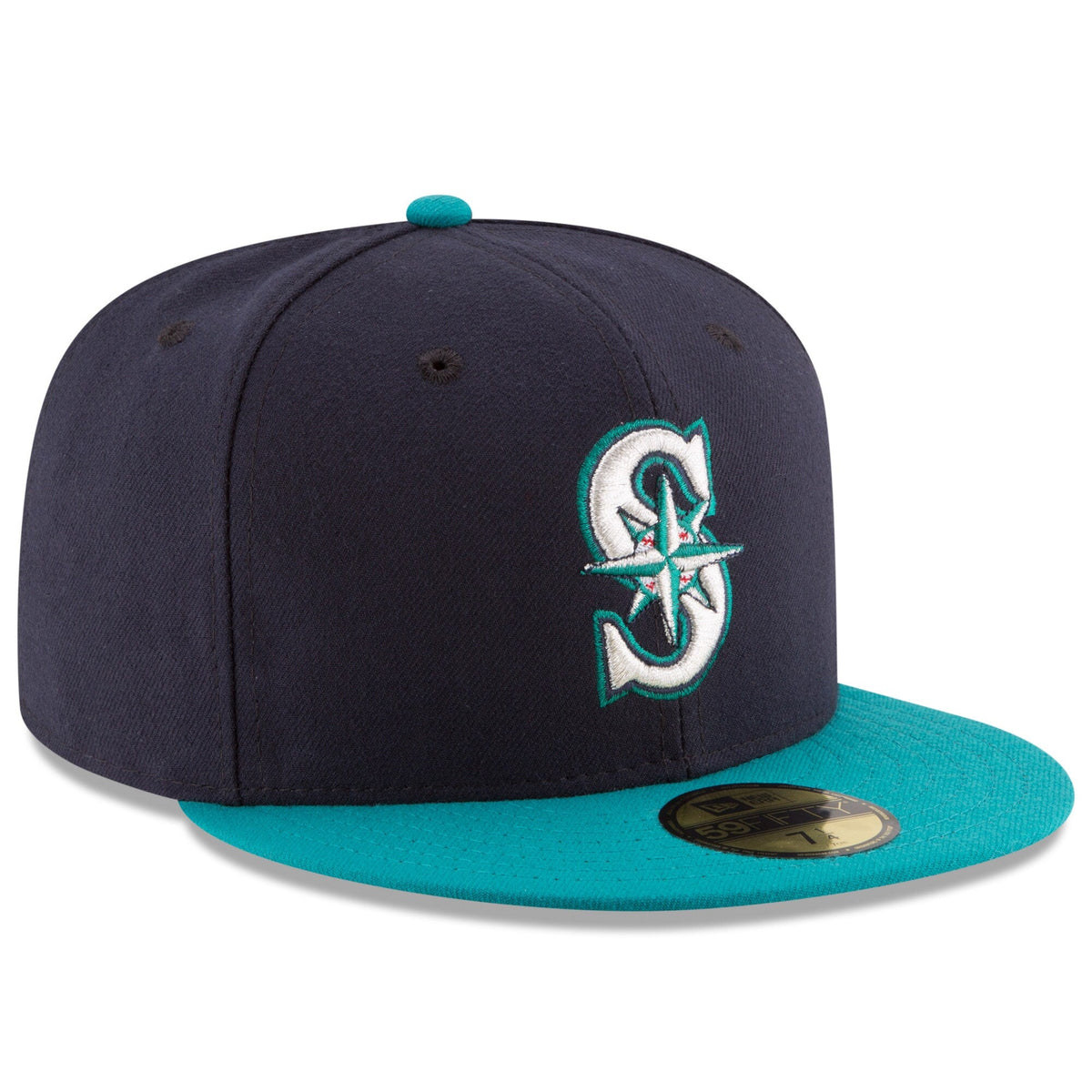 Men s Seattle Mariners New Era Navy Aqua Alternate Authentic Collection On Field 59FIFTY Fitted Hat Official Team Hat Sports Fan Cap Official MLB Team
