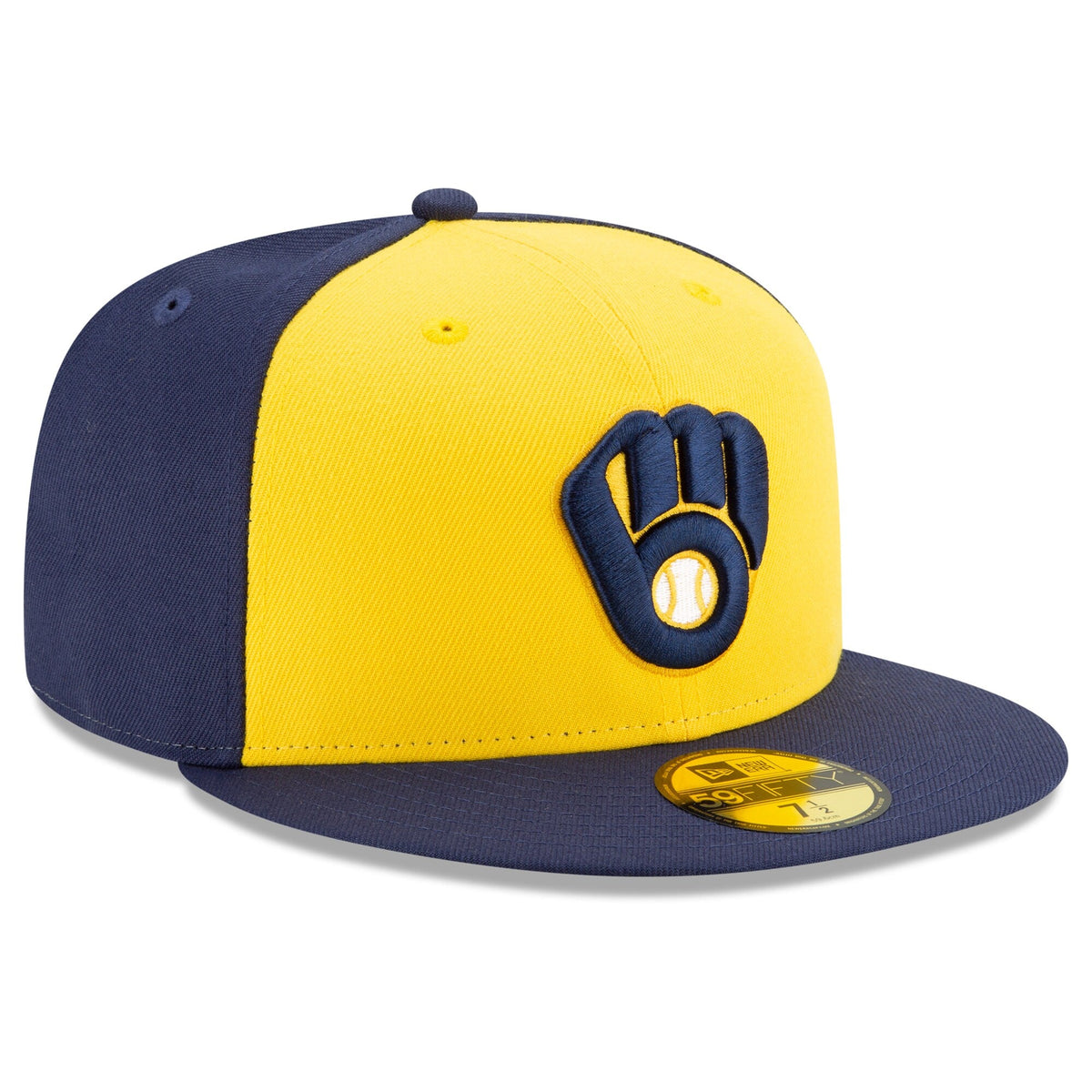 Men s Milwaukee Brewers New Era Navy Yellow Alternate Authentic Collection On-Field 59FIFTY Fitted Hat Official Team Hat Sports Fan Cap Official MLB T