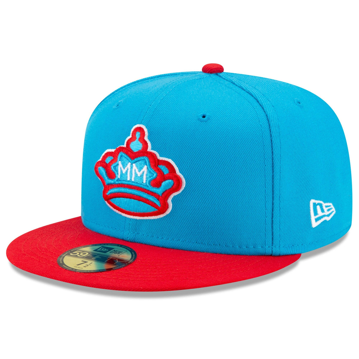 Men s Miami Marlins New Era Blue Red 2021 City Connect 59FIFTY Fitted Hat Official Team Hat Sports Fan Cap Official MLB Team Hat Baseball Fan Cap