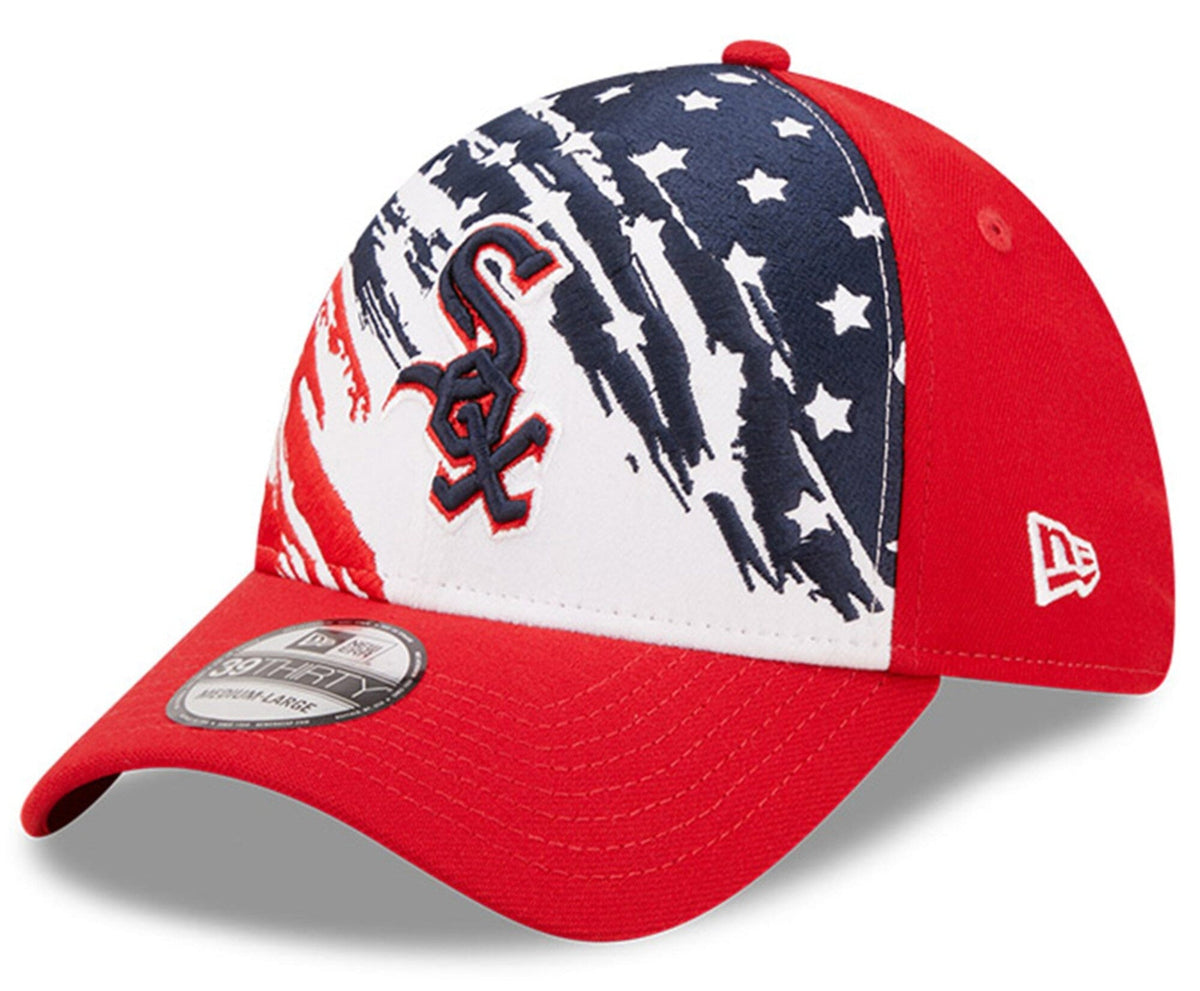 Men s Chicago White Sox New Era Red 2022 4th of July 39THIRTY Flex Hat Official Team Hat Sports Fan Cap Official MLB Team Hat Baseball Fan Cap