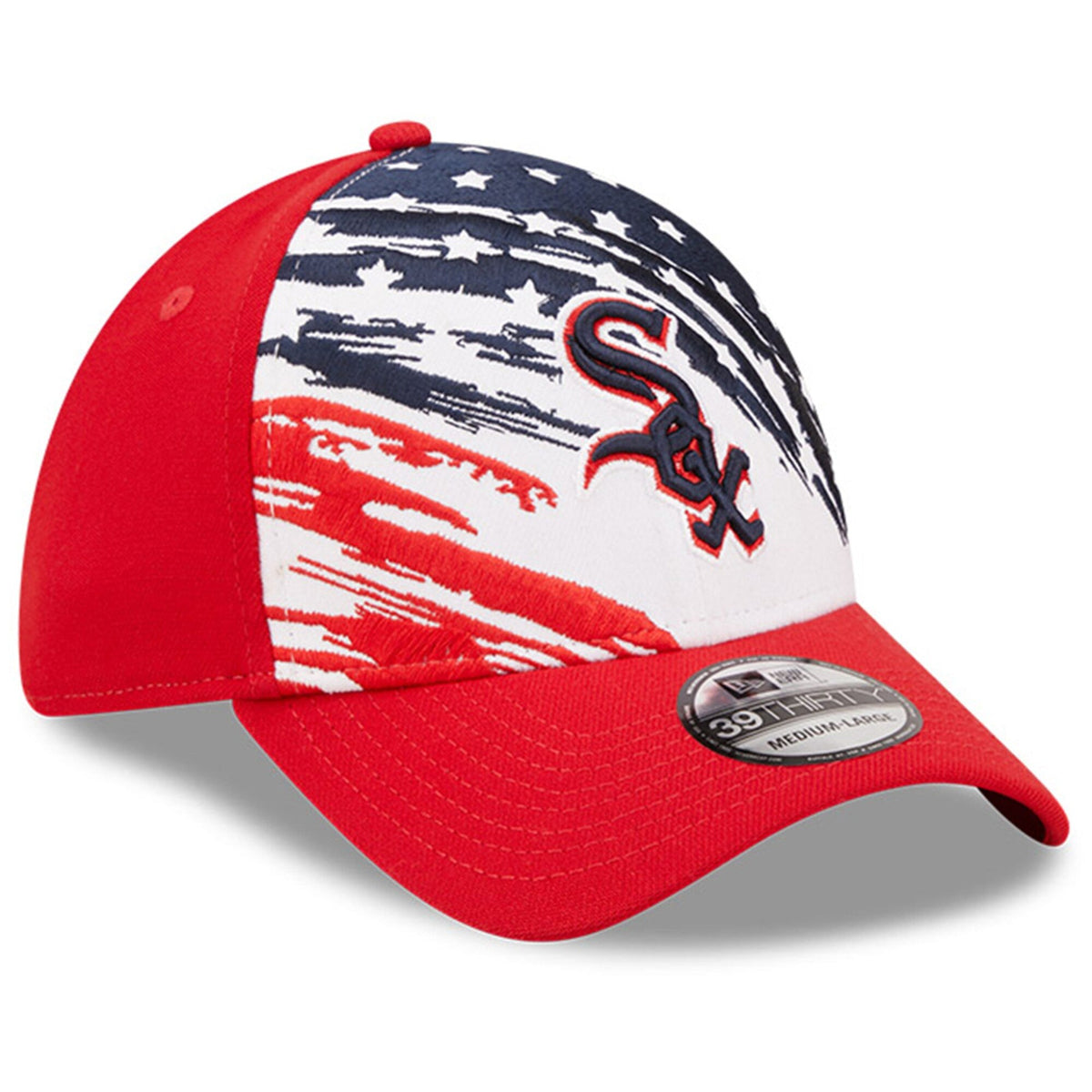 Men s Chicago White Sox New Era Red 2022 4th of July 39THIRTY Flex Hat Official Team Hat Sports Fan Cap Official MLB Team Hat Baseball Fan Cap