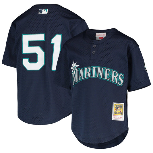 Ichiro Suzuki Seattle Mariners Mitchell And Ness Youth Cooperstown Collection Mesh Batting Practice Jersey - Navy Official Team Jersey Sports Fan Appa