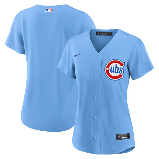 Women s Chicago Cubs Nike Alternate 2 Light Blue Replica Jersey Official Team Jersey Sports Fan Apparel Official MLB Team Apparel Baseball Fan Gear