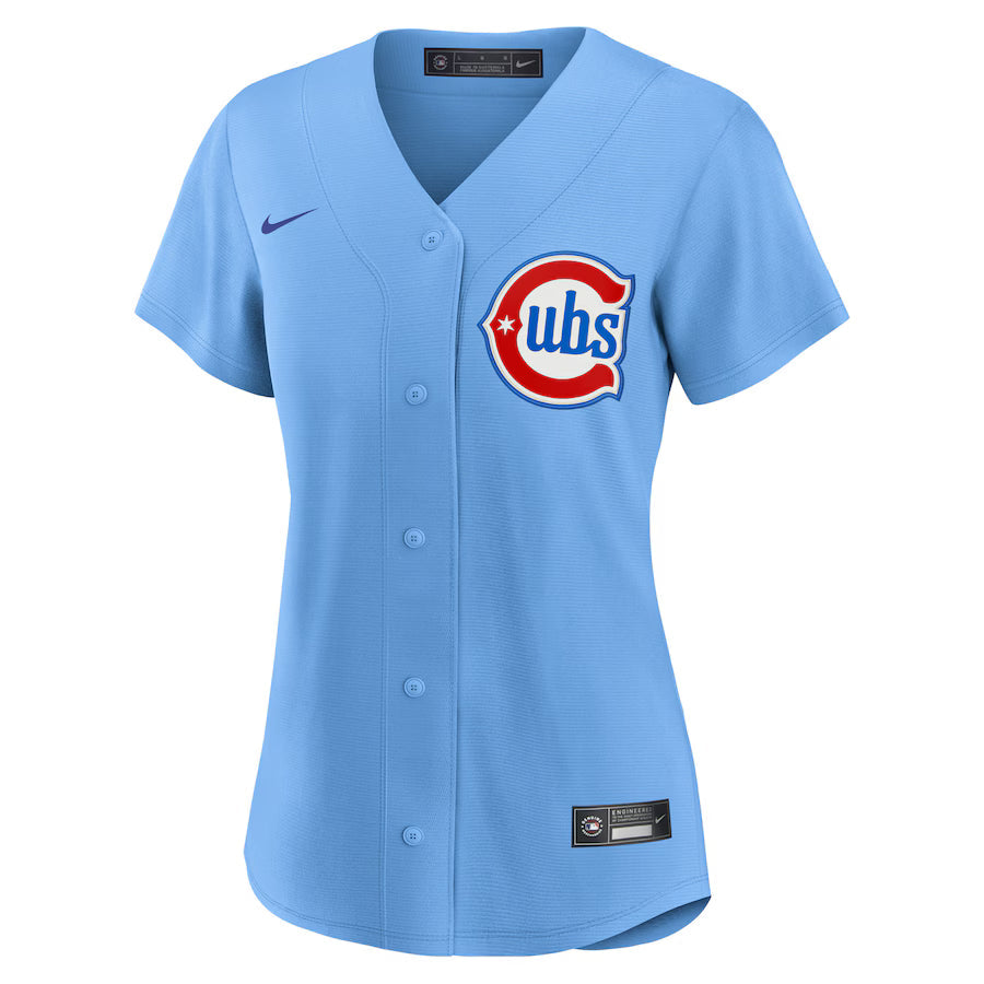 Women s Chicago Cubs Nike Alternate 2 Light Blue Replica Jersey Official Team Jersey Sports Fan Apparel Official MLB Team Apparel Baseball Fan Gear